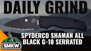 SPYDERCO SHAMAN ALL BLACK G10 SERRATED [upl. by Ebeneser633]