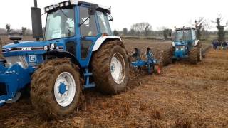 ford 7610 push pull ploughing [upl. by Eyt]