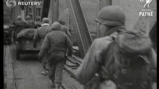 US Army troops cross Remagen Bridge 1945 [upl. by Horace]