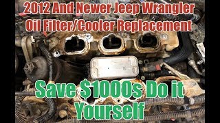 Jeep Wrangler JK JKU 36 Pentastar Oil Filter Cooler Housing Replacement [upl. by Eittol]