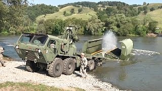 Soldiers Construct Floating Bridge Improved Ribbon Bridge [upl. by Arak]