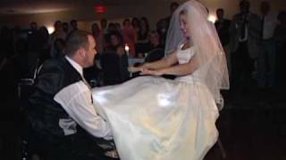 Beautiful bride and attention craving groom 2002 garter belt dance 3 tries to get it right [upl. by Yrdnal541]