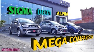 Maruti Suzuki Ignis 2021  All variants compared  Sigma Delta Zeta Alpha [upl. by Eirruc]