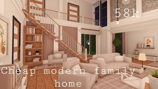 Roblox Bloxburg  Cheap Modern Family Home 58k  House Build [upl. by Hultgren]