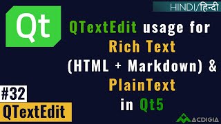 QTextEdit  Usage for Rich TextHTML  Markdown amp Plaintext in Qt5 Qt C Tutorial 32 [upl. by Hiro]