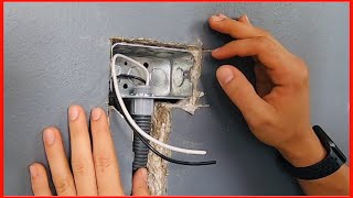 Como añadir o instalar un receptáculo eléctrico a una pared de cemento [upl. by Sankey]