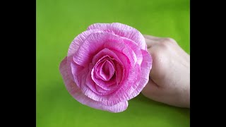 Cómo hacer Rosa de papel crepe fácil DIY Cómo hacer flores [upl. by Zednanreh109]