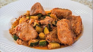 CALABACITAS CON CARNE DE PUERCO  Recetas Mexicanas Faciles [upl. by Yemaj]