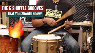 The 6 Shuffle Grooves That You Should Know 🤓🥁Practice Aid Video [upl. by Beverlee515]