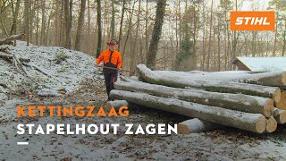 Stapelhout zagen  STIHL Kettingzagen [upl. by Nork]