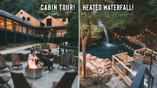 Epic Cabin w Natural Waterfall Swimming Hole that sleeps 18  Touring The Cliffs at Hocking Hills [upl. by Ymia]