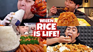 How Different Mukbangers EAT RICE 🍚🙀🤤 [upl. by Esylla]