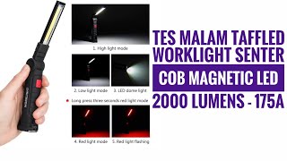 Review Tes Malam TaffLED Worklight Senter COB Magnetic LED 2000 Lumens  175A [upl. by Ehtylb684]