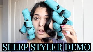 SLEEP STYLER DEMO  Heatless Overnight Curls [upl. by Yazbak950]