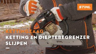 Ketting en dieptebegrenzer slijpen  STIHL Kettingzagen [upl. by Dyob760]