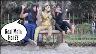 Scary Human Statue Prank Never Seen Before  Uncut  Pranks In India  The Japes Uncut [upl. by Novaat]