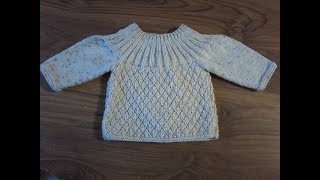 DIY  tuto tricot  tricoter une brassière bébé au point cloqué [upl. by Akinek185]