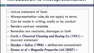 Misrepresentation Lecture 1 of 4 [upl. by Hopper]