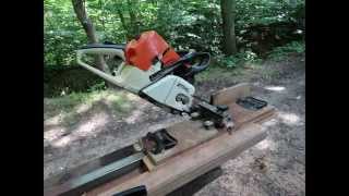 Balken zagen met kettingzaagCutting beams lengthwise with chainsaw Stihl MS 460 [upl. by Attevad]