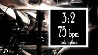 75 Bpm  32 Polyrhythm Drum Beat [upl. by Stronski]