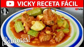 CALABACITAS CON CARNE DE PUERCO Y ELOTE  VickyRecetaFacil [upl. by Nananne]