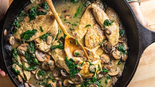 Creamy Garlic Mushroom Chicken  One Pan Recipe [upl. by Naeroled29]